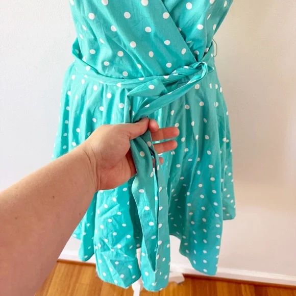 Vintage Women Y2K Belted Polka Dot Dress Medium Retro Rockabilly Preppy Femme - Picture 3 of 8